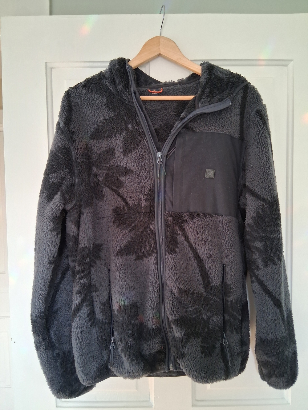 Roark Dark Gray Sherpa Hoodie with Orange Accent
